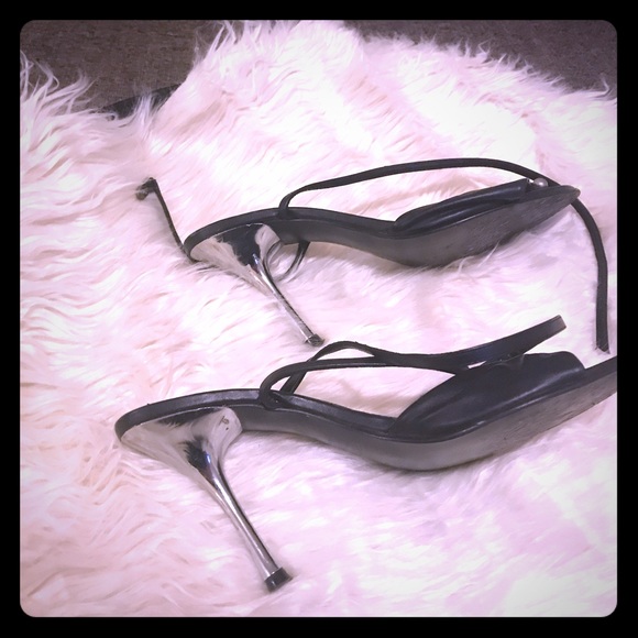 ANDREA HIGH HEELS  BLACK AND SILVER - Picture 1 of 7